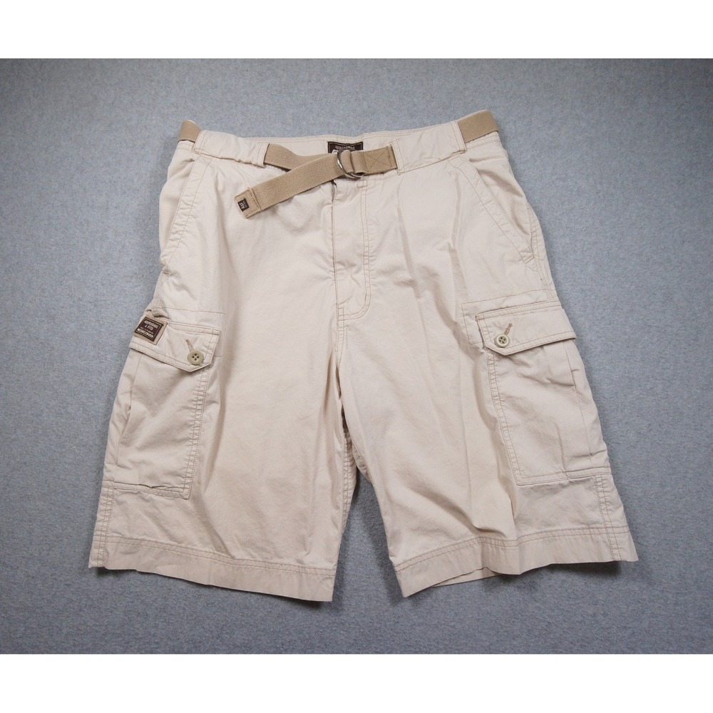 Vintage Abercrombie & Fitch Shorts Mens 33 Cargo Tan Khaki Belted Y2K Adult